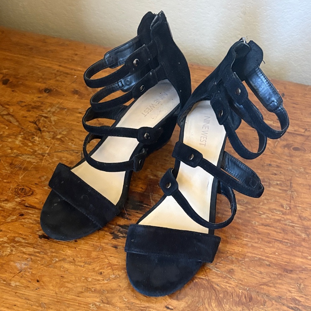 Nine West Black Suede Strappy Women's Sandals
